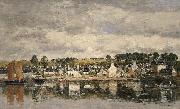 Eugene Boudin, Village by a River